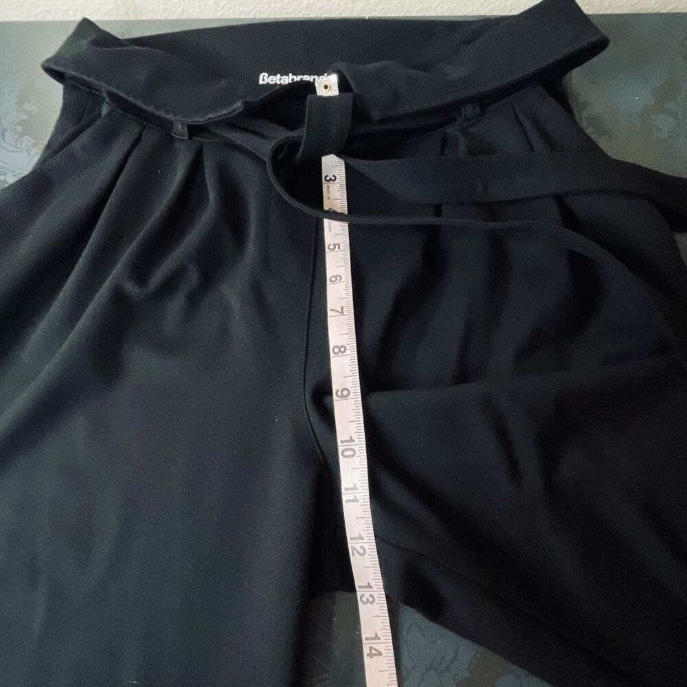 Betabrand High Waist Fold Over Tie Waist Wide Leg Dress Pants Black Size Medium - Picture 6 of 9